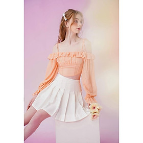 Áo kiểu nữ Méo shop hai dây trễ vai bèo nhún phong cách Hàn Quốc Kandy