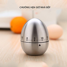 Chuông hẹn giờ nhà bếp hình quả trứng, vỏ inox (loại cơ)