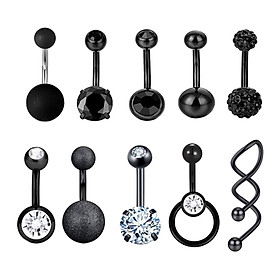 10Pcs Belly Button Rings Piercing Body Jewelry Stainless Steel for Women Men