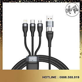 Cáp sạc nhanh 3 đầu Baseus Flash Series 3 in1 Plus (USB+ Type C to Micro+Lightning + Type C, 100W Quick Charge and Data)