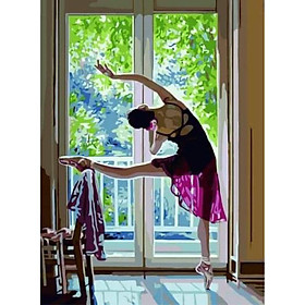 Mua Tranh tô màu theo số Tranh sơn dầu số hoá hình cô gái múa size 30*40cm kèm khung - 3