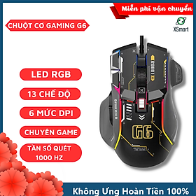 Chuột Cơ Chơi Game Máy Tính Có Dây G6 ESPORT GAMING Led Rgb 13 Chế Độ Thiết Kế Công Thái Học BH 12 Tháng - Hàng Chính Hãng