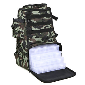 Lixada Fishing Tackle Backpack Bag with 4 Fishing Tackle Boxes Water-resistant Fly Fishing Pack with Rod Holders Outdoor