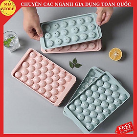 Mua ️Khay Đá Bi Tròn Tủ Lạnh 33 Viên Có Nắp Đậy Khuôn Làm Thạch Hoa Quả Hình Bi Tròn ️