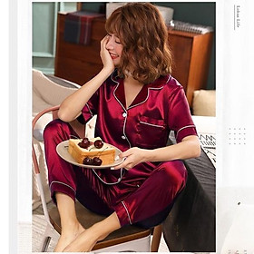 Bộ pijama nữ lụa bận nhà phong cách hàn quốc đơn giản nhiều màu BK05