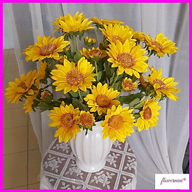 Lọ hoa hướng dương cao cấp siêu đẹp trang trí phòng khách tươi sáng, bình hoa giả decor nội thất Flowermini