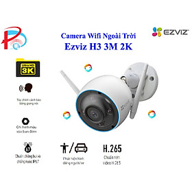 Camera IP Ngoài Trời Ezviz H3 2K 3MP - Phát hiện chuyển động thông minh, độ sắc nét cao, có màu ban đêm, vỏ hợp kim nhôm chống chịu thời tiết, chống nước IP 67 - Hàng chính hãng 