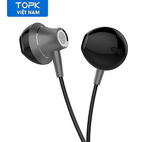 Tai Nghe Nhét Tai TOPK F03 Tai Nghe Loa Siêu Trầm HIFI 3.5Mm Micrô Tích Hợp Âm Lượng Điều Khiển Tai Nghe Trả Lời/Kết Thúc Cuộc Gọi Dành Cho iPhone 6 OPPO Vivo Xiaomi Redmi K20 Pro - Hàng nhập khẩu
