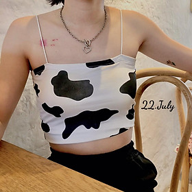 Áo croptop 2 dây bò sữa , có mút sẵn toàn ảnh thật, áo đi biển
