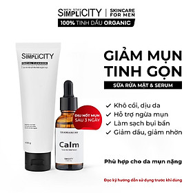 Bộ đôi giảm mụn sưng viêm Men Stay Simplicity cho nam Zinc PCA 1% + Terpineol-4 100g + 30ml