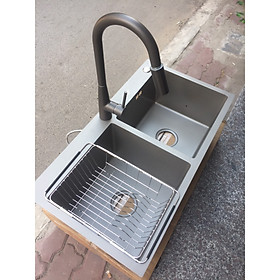 Mua COMBO chậu rửa bát inox màu ghi xám + vòi rút tăng áp ghi xám CHINOX sang trọng độc đáo