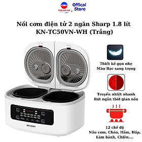 Mua Nồi cơm điện tử đa năng Sharp 1.8 lít KN-TC50VN-WH (Trắng) Nồi cơm điện 2 ngăn: Nấu cơm  cháo  làm bánh - Hàng chính hãng