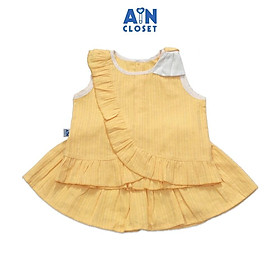 Bộ áo váy ngắn bé gái họa tiết Bèo vàng cotton dệt - AICDBGWIE75K - AIN Closet