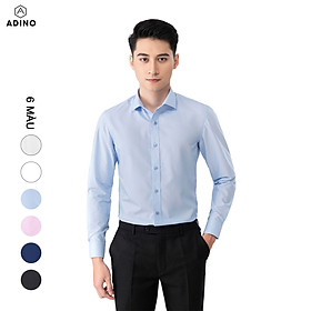 Hình ảnh Áo sơ mi nam tay dài ADINO màu xanh nhạt dáng slimfit vải modal trẻ trung S304