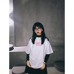 ÁO THUN FORM RỘNG TAY LỠ UNISEX NAM NỮ FONT MÀU TRẮNG CRUSH ON U