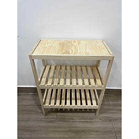 Kệ Giày Gỗ 3 Tầng - Chất Liệu Gỗ Thông - Size 50cm-80cm Mặt phẳng có thể dùng làm bàn làm việc - Trang trí hoa cảnh