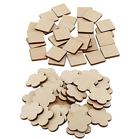 Multiple Shape MDF Unfinished Wooden Pieces Blank Plaque DIY Craft 60 Pieces