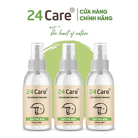 COMBO 3 chai Xịt Phòng Tinh Dầu Sả Chanh + Sả Java + Bạc Hà  Hữu Cơ Organic 24Care 250ML/Chai - Kháng khuẩn - Khử mùi hôi - Đuổi muỗi, côn trùng - Tập trung tinh thần làm việc, lái xe, học hành - Hương thơm thư giãn