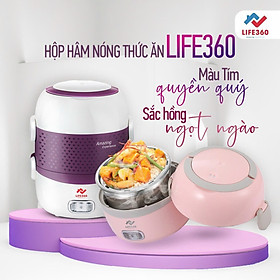 Mua Hộp cơm điện văn phòng 2 tầng Life360 - 3 khay đựng thức ăn  inox304  hấp/ đun sôi/ hâm nóng - Hàng Chính Hãng