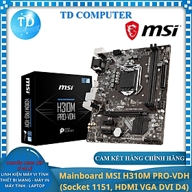 Hình ảnh Mainboard MSI H310M PRO-VDH (Socket 1151, HDMI VGA DVI D4) - Hàng chính hãng DigiWorld phân phối