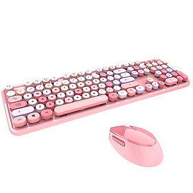 Bàn phím và chuột màu hỗn hợp trò chơi 2.4Ghz không dây Vintage Universal Bàn phím và bàn chơi game dành cho nữ