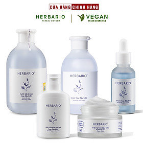Bộ 5 Hoa Đậu Biếc Herbario: Nước tẩy trang 300ml +Sữa rửa mặt tạo bọt 100ml+mặt nạ 30ml + Toner 200ml + Tinh chất 30ml