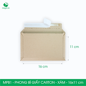 MPBN1 - 16x11 cm - Combo 100 phong bì giấy cứng đóng hàng màu nâu thay thế túi gói hàng