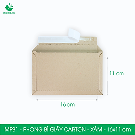 MPB1 - 16x11cm - COMBO 60 PHONG BÌ GIẤY CARTON ĐÓNG HÀNG MÀU XÁM