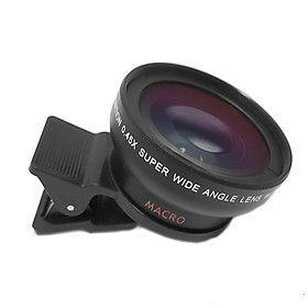 Universal Cell Phone Camera Lens 37mm Thread Smartphone Lens 0.45X 49UV Macro and Wide-angle Lens with Clip