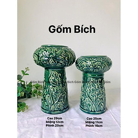 Mua Bình Hoa Lọ Hoa Dáng Búp Bê Khắc Hoa Nổi Gốm Sứ Bát Tràng - Gốm Bích