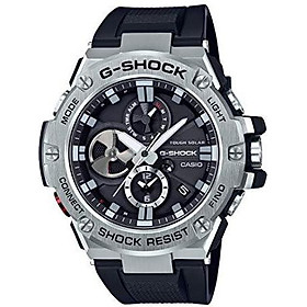 Casio Men's 'G-Steel by G-Shock' Quartz Solar Bluetooth Connected Resin Dress Watch, Color: Black (Model: GST-B100-1ACR)