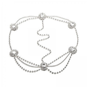 2X Head Chain Rhinestones Bohemian Jewelry Boho Forehead for Prom Girls Silver