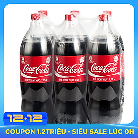 Lốc 6 Chai Nước Giải Khát Có Gas Coca-Cola (2.25L / Chai)