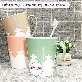 Cốc ly nhựa 2 màu Việt Nhật, cốc ca uống nước, đánh răng có quai cầm chịu nhiệt tốt cao cấp bền đẹp -br 01194