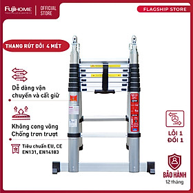Mua Thang nhôm rút gọn chữ A FUJIHOME TLA07 ( Chiều cao chữ A 2 1m- Cao chữ I 4m- Rút gọn 0 9m - KHóa chốt an toàn  để chống trượt)  Hàng Chính hãng