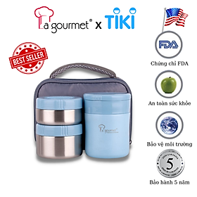 Mua Bộ hộp cơm giữ nhiệt cao cấp La gourmet Sring Collection có túi đựng 396198 - Xanh Dương (phủ sơn tĩnh điện  bảo hành 5 năm)