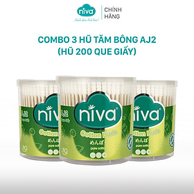 Combo 03 Tăm Bông NIVA Dành Cho Người Lớn Hũ 200 Que Giấy Aj2