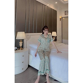 Đồ Bộ Lụa Latin - Tiểu Thư Tay Ngắn Quần Dài Cổ Sen - Bèo (P1)