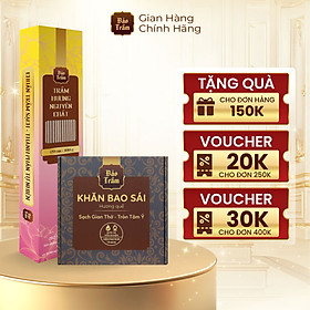 Combo Tròn Tâm Vẹn Nghĩa – Khăn Bao Sái Bảo Trầm + Nhang Trầm Nguyên Chất 180g | Thanh Tịnh, An Toàn