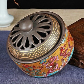 Mua Lư xông trầm hương gốm cao cấp   trạm khắc hoa văn rồng màu sắc tinh tế