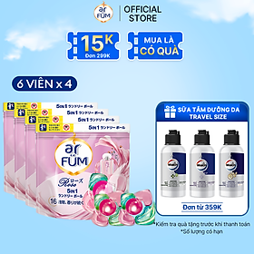 Combo 4 Túi Viên giặt xả arFum 5 trong 1 MỚI lưu hương lâu 16 tuần, khử khuẩn 99% - 6 Viên/ Túi