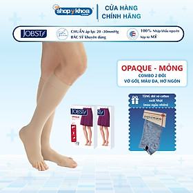 Combo 2 đôi Vớ y khoa gối JOBST Opaque - Mỏng, màu da, hở ngón, 20 - 30mmHg, giãn tĩnh mạch chân (tất y khoa)