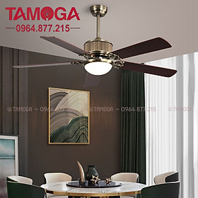 Mua Quạt đèn trần cánh gỗ TAMOGA HUBAN 0348 động cơ 6 số + Tặng kèm điều khiển từ xa Hàng chính hãng