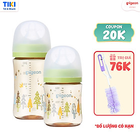 Bình sữa Pigeon PPSU Plus thế hệ III phiên bản Nhật hình Cây 160ml/240ml - 240ml (M)