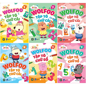 Bộ Sách Wolfoo IQ - Wolfoo Tập Tô Chữ Cài Và Chữ Số (Bộ 6 Cuốn)