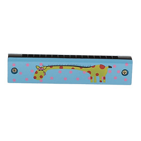 Children Wooden Painted Harmonicas Double-row Mini Baby Toy Giraffe Pattern