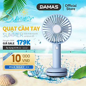 Mua Quạt Điện Mini Cầm Tay Tích Điện Damas T9 - Thiết kế với 3 chế độ gió  đèn Led 7 màu siêu đẹp mắt  kiểu dáng nhỏ gọn tiện lợi  có thể cầm tay  để bàn tiện dụng - Hàng Chính Hãng