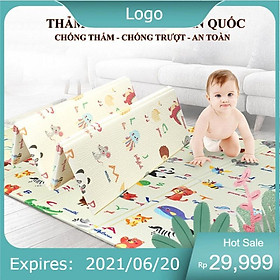 Thảm Xốp Xpe Cho Bé Gấp Gọn Cao Cấp Loại 1, Tấm Lót Trải Sàn 2 Mặt Chống Thấm Chống Trơn Hàn Quốc Phủ Silicon 1m8-2m