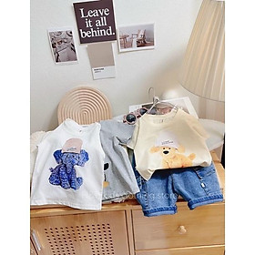 Set bộ cotton 4c co giãn mềm mịn cho bé trai 8-20kg