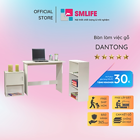 Mua Bàn làm việc  bàn học gỗ hiện đại SMLIFE Dantong | Gỗ MDF dày 17mm chống ẩm | Bàn: D90xR50xC75  Tủ cao: D50xR23XC80  Tủ thấp: D40xR28xC50cm